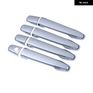 シトロエン C-CROSSER 2007-2016 クロームカーボン ドアハンドル カバー トリム セット アクセサリー - silver 0 button