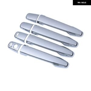 シトロエン C-CROSSER 2007-2016 クロームカーボン ドアハンドル カバー トリム セット アクセサリー - silver 2 buttons