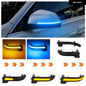 BMW 1 2 3 4 X1 Mシリーズ F20 F30 F34 F36 E84 F87 I3 ダイナミックブラックLEDウィンカーライトシーケンシャルバックミラー ライト - Blue-Yellow
