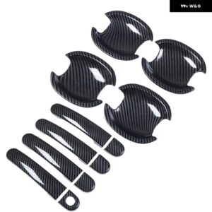 シュコダ YETI 2009-2017 カーボン クローム カー ドアハンドル カバー カップボウル トリム ステッカー スタイリング アクセサリー - model 6