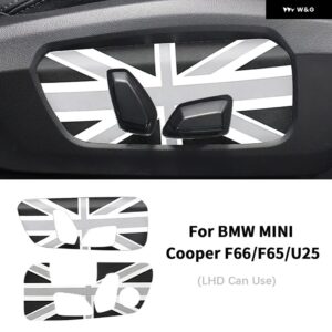 PUレザー ミニ クーパー S F65 F66 U25 カントリーマン 2024 2025 カーシート サイド調整 ボタン トリム パネル カバー カー ステッカー - grey union jack