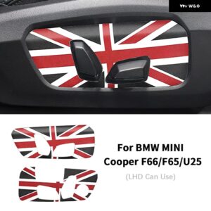 PUレザー ミニ クーパー S F65 F66 U25 カントリーマン 2024 2025 カーシート サイド調整 ボタン トリム パネル カバー カー ステッカー - Black Red UJ