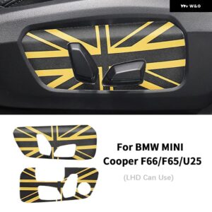 PUレザー ミニ クーパー S F65 F66 U25 カントリーマン 2024 2025 カーシート サイド調整 ボタン トリム パネル カバー カー ステッカー - black gold uj