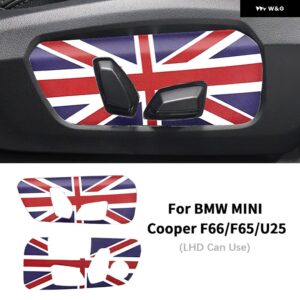 PUレザー ミニ クーパー S F65 F66 U25 カントリーマン 2024 2025 カーシート サイド調整 ボタン トリム パネル カバー カー ステッカー - Union Jack