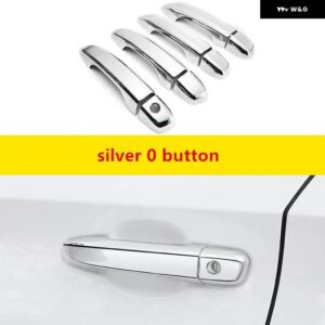 カーボンクロームカーサイド ドアハンドル 装飾 カバー トリム ホンダ アコード2018 - 21 スタイリング アクセサリー - silver 0 button