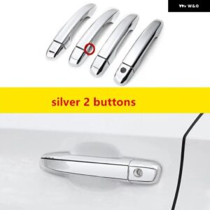 カーボンクロームカーサイド ドアハンドル 装飾 カバー トリム ホンダ アコード2018 - 21 スタイリング アクセサリー - silver 2 buttons