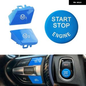 BMW M3 M4 M5 M6 X5M X6M F20 F30 F32 F80 F82 F87 車 ステアリングホイール スタートストップ M1 M2 ボタン 交換カバー - Blue M1M2 start