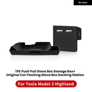 テスラ モデル3 ハイランド セントラ ル コントロール グローブ ボックス 収納 ボックス テスラ モデル3 車用 収納 ボックス 内装 インテリア アクセサリー - 2in1