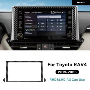 トヨタ RAV4 XA50 2019 - 24 2025 LHD RHD カーセンターナビゲーションスクリーン トリム リアルソフトカーボン ステッカー - Black Carbon