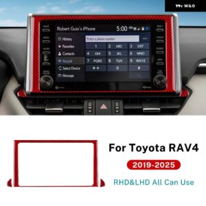 トヨタ RAV4 XA50 2019 - 24 2025 LHD RHD カーセンターナビゲーションスクリーン トリム リアルソフトカーボン ステッカー - Red carbon