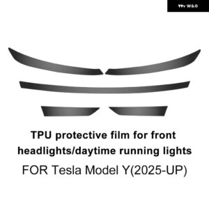 カーペイント ヘッドライト フィルム テスラ モデルY ジュニパー 2025年以降 クリア Bピラー テールライト フィルム - Smoked Headlight
