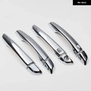 カーボンクロームカー ドアハンドル カバー トリム ステッカー プジョー 4008 2017 - 21 スタイリング アクセサリー - silver 2 sensors