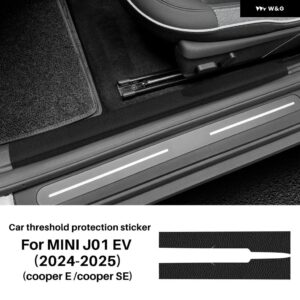ドアシル ステッカー BMW MINI ELECTRIC COOPER E J01 EV SE 2024 2025 シル プロテクター PUレザー カーボンテクスチャアクセサリー - PU Leather