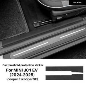 ドアシル ステッカー BMW MINI ELECTRIC COOPER E J01 EV SE 2024 2025 シル プロテクター PUレザー カーボンテクスチャアクセサリー - Suede