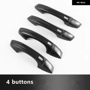シュコダ カロク 2017 - 21 カーボン クローム カーサイド ドアハンドル カバー トリム ステッカー スタイリング アクセサリー - carbon 4 buttons