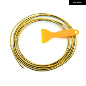 5M 車用 装飾 ストリップ 車内 ダッシュボード ドアエッジ トリム カーアクセサリー VW フォルクスワーゲン ゴルフ 4 7 ポロ パサート ティグアン - gold