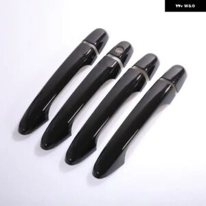 グロスブラッククロームカー ドアハンドル カバー 装飾 トリム ホンダ シビック 2012 - 16 スタイリング アクセサリー - black 0 button