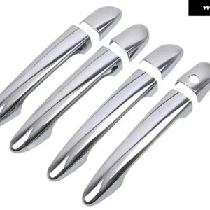 グロスブラッククロームカー ドアハンドル カバー トリム マツダ 2 2008-2019 マツダ 3 2010-2019 マツダ 6 2007 - 2019 スタイリング アクセサリー - silver no button