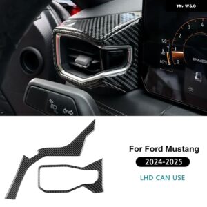 LHD RHD フォード マスタング GT 2024 2025 カーセンター コンソール ACコンセント リアルソフトカーボン ステッカー インテリア トリム アクセサリー - Type B For LHD Black