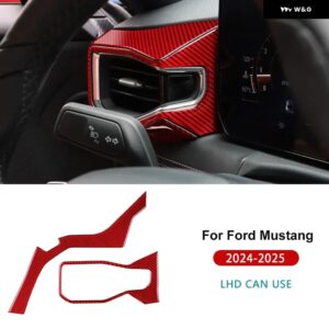 LHD RHD フォード マスタング GT 2024 2025 カーセンター コンソール ACコンセント リアルソフトカーボン ステッカー インテリア トリム アクセサリー - Type B For LHD Red