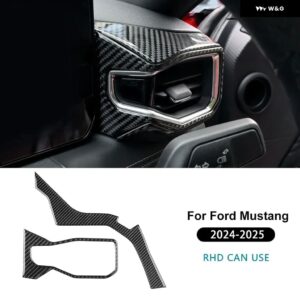 LHD RHD フォード マスタング GT 2024 2025 カーセンター コンソール ACコンセント リアルソフトカーボン ステッカー インテリア トリム アクセサリー - Type B For RHD Black
