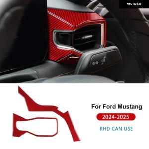 LHD RHD フォード マスタング GT 2024 2025 カーセンター コンソール ACコンセント リアルソフトカーボン ステッカー インテリア トリム アクセサリー - Type B For RHD Red