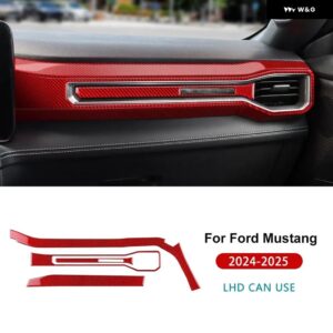 LHD RHD フォード マスタング GT 2024 2025 カーセンター コンソール ACコンセント リアルソフトカーボン ステッカー インテリア トリム アクセサリー - Type C For LHD Red