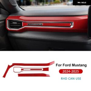 LHD RHD フォード マスタング GT 2024 2025 カーセンター コンソール ACコンセント リアルソフトカーボン ステッカー インテリア トリム アクセサリー - Type C For RHD Red