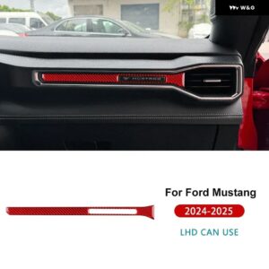 LHD RHD フォード マスタング GT 2024 2025 カーセンター コンソール ACコンセント リアルソフトカーボン ステッカー インテリア トリム アクセサリー - Type A For LHD Red
