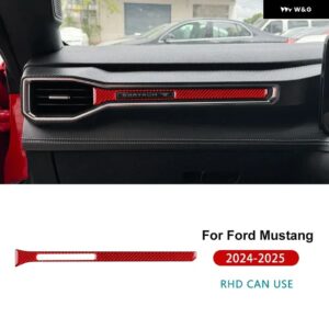 LHD RHD フォード マスタング GT 2024 2025 カーセンター コンソール ACコンセント リアルソフトカーボン ステッカー インテリア トリム アクセサリー - Type A For RHD Red