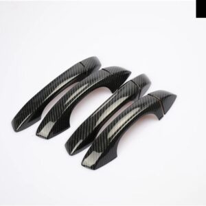 カーボンクロームカーサイド ドアハンドル カバー トリム ステッカー フォルクスワーゲン VW ゴルフ 7 MK7 2013-2019 スタイリング アクセサリー - carbon 0 button