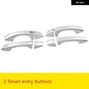 カーボンクロームカーサイド ドアハンドル カバー トリム ステッカー シートイビサ2018 - 21 スタイリング アクセサリー - silver 2 buttons