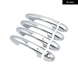 カーボンクロームカー ドアハンドル ボウルカバー 装飾 トリム ステッカー トヨタ ハイラックスレボ2016-2022 スタイリング アクセサリー - silver 2 sensors