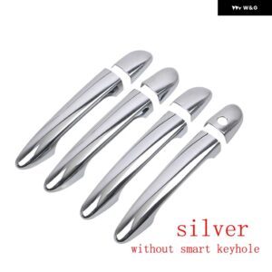 カーボンクロームカー ドアハンドル カバー 装飾 トリム マツダ CX-5 CX5 CX 5 2012-2022 スタイリング アクセサリー - silver no button