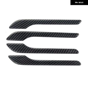 カーボン ブラッククローム 車 ドアハンドル カバー トリム ステッカー スタイリング TESLA モデル3 モデルY モデル3 自動車アクセサリー - Carbon Fiber