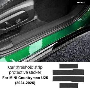 BMW MINI COUNTRYMAN U25 2024 2025 車ドアドアシル ステッカー シル プロテクター PUレザー カーボンテクスチャ デカール アクセサリー 4個 - Suede