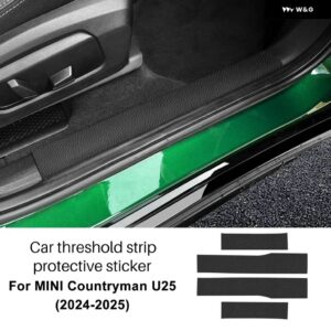 BMW MINI COUNTRYMAN U25 2024 2025 車ドアドアシル ステッカー シル プロテクター PUレザー カーボンテクスチャ デカール アクセサリー 4個 - PU Leather