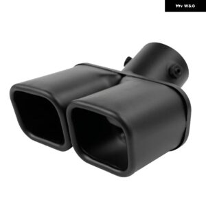 インレット 63MM デュアル アウトレット 車用エキゾーストチップ ステンレス ブラック エキゾーストチップ マフラーテール ダブル パイプ チューブ チップ - black bent