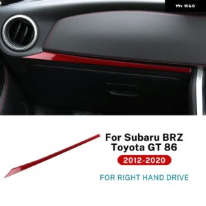 LHD RHD リアルソフトカーボン スバル BRZ トヨタ GT86 2012-2016 - 20 車用コパイロット コンソール ダッシュボード ストリップ - For RHD Red Carbon
