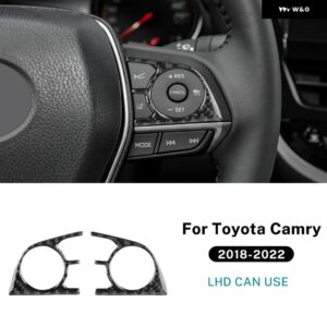 LHD リアルソフトカーボン ステッカー トヨタ カムリ 2018 - 22 アバロン 2019-2022 カー ステアリングホイール ボタン トリム - Black Carbon