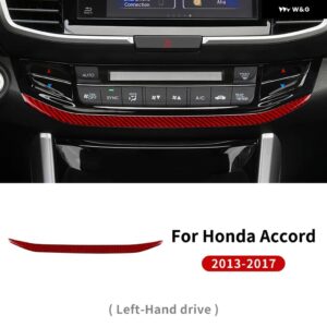 LHD リアルソフトカーボン ステッカー ホンダ アコード 2013 - 17 車用ACスイッチ フレーム 内装 トリム アクセサリー - Red carbon