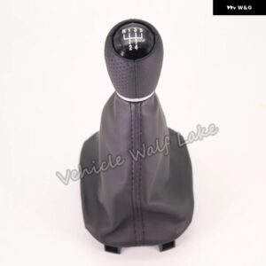 セアト トレド MK1 2002 2003 2004 カー スタイリング 5/6速ギアスティック シフト ノブ ブラックレザー ブーツ 付き 12MM穴 - 5 speed