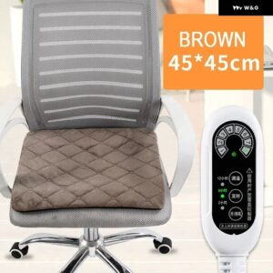 オフィスシートヒーター パッド 電気ヒーター クッション 椅子 一体型サーモスタットマット 8段階温度 - Brown 45x45cm