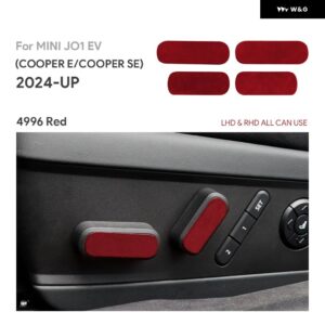 イタリアントップスエード ミニ エレクトリック クーパー E SE J01 EV 2024 2025 カーシート調整 ボタン ステッカー 内装 トリム アクセサリー - Red 4996
