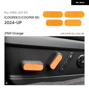 イタリアントップスエード ミニ エレクトリック クーパー E SE J01 EV 2024 2025 カーシート調整 ボタン ステッカー 内装 トリム アクセサリー - 1969 orange