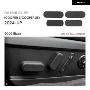 イタリアントップスエード ミニ エレクトリック クーパー E SE J01 EV 2024 2025 カーシート調整 ボタン ステッカー 内装 トリム アクセサリー - Black 9002