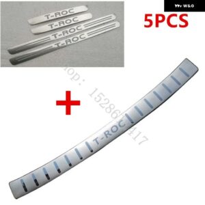 VW VW/ フォルクスワーゲン T-ROC TROC 2018-2024 リアドア バンパー プロテクター シルプレート ドアシル スカッフプレート ステッカー カーアクセサリー - c