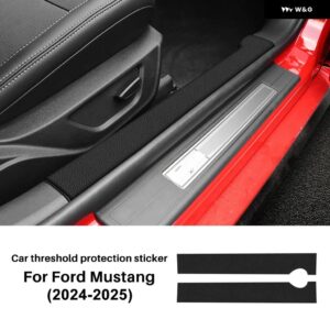 ドアドアシル傷防止テープ フォード マスタング 2024 2025 ストリップ キック防止 フィルム インテリア ステッカー アクセサリー - Leather