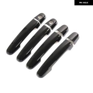 トヨタ カローラ E120 E130 2001-2007 グロスブラック クローム カー ドアハンドル カバー トリム カー スタイリング アクセサリー オーバーレイ ステッカー - Gloss Black 2 holes