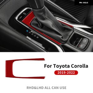 RHD LHD トヨタ カローラ 2019-2021 2022 リアルソフトカーボン ステッカー カーセンター コンソール ギア シフト パネル アクセサリー - Red Inner